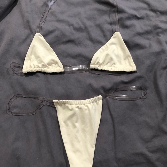 Oh Polly Swim Skinny Dipping Clear Strap Micro Triangle Bikini Set